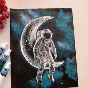 Astronaut Moon Painting