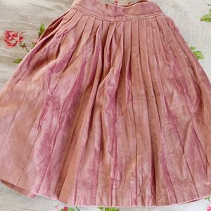 Pink Velvet Pleated Skirt