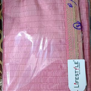 Lifestyle Pink Organza Checks Fancy Saree