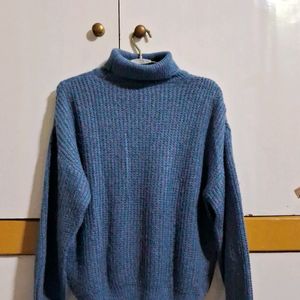 Soft Blue Turtle Neck Oversized Sweater