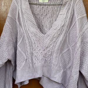 Lavender Korean Cropped Sweater