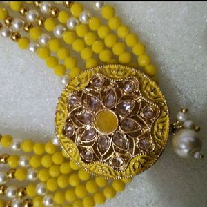 Mustard Colour Necklace With Earings