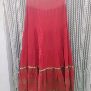 Red Full Length Skirt