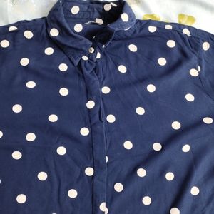 Navy Blue Polka Dot Top