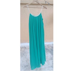 Strappy Grecian Blue-Green Pleated Gown