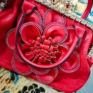 Red Wedding Handbags With Golden Chain