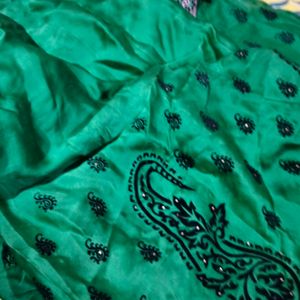 Bottle Green Saree