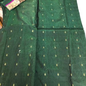 Dark Green Embroidered Saree