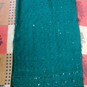 GREEN CHIKANKARI KURTI