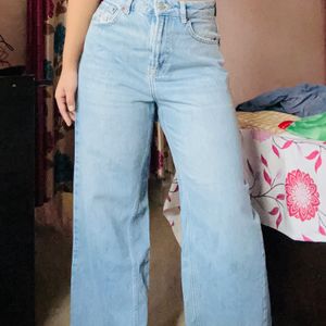 Denim Blue Wide Leg Jeans