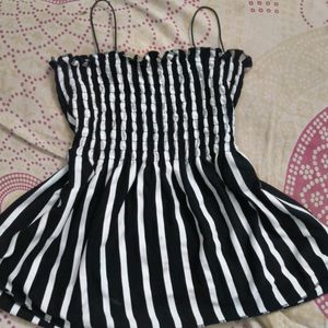 Zebra Strips Black And White Elastic Top