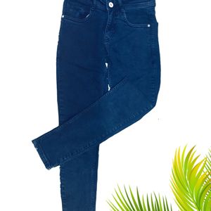 Skinny Jeans on Cotton Fabric Navy Blue Colour
