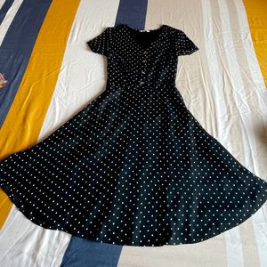 Polka Dot Black Dress For Women