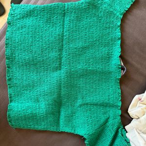 Off shoulder beautiful green crop top