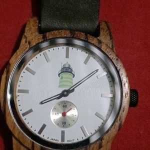 Leather Hampton Tense Wooden Watch