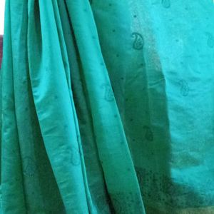 Shaded Green Saree With Stitched Blouse