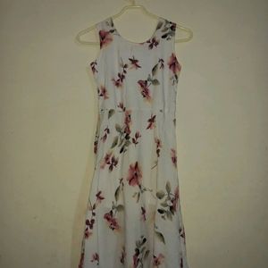 off-white floral designed frock