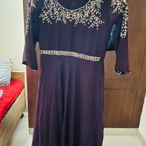 Wine Colour Long Gown For Women