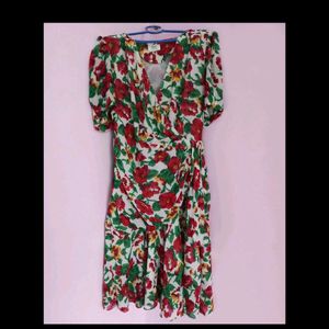 Pinteresty Floral Wrap Midi Dress