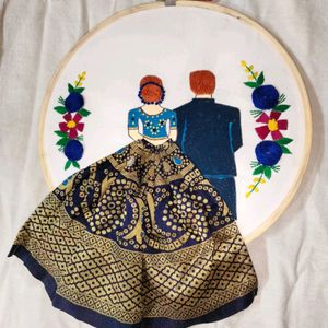 Couples Embroidered Wooden Hoop