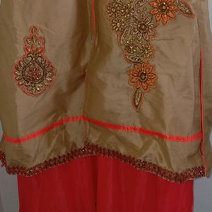 Long Kurthi With Satin Skirt