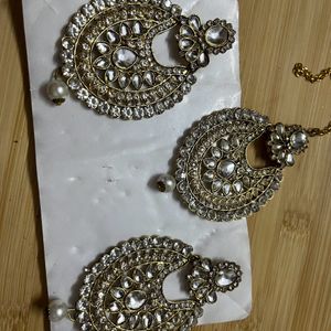 Women Earrings With Maang Tika