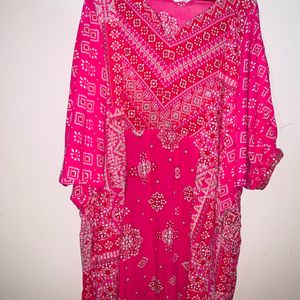 Biba Bandhani Pink Kurta XL