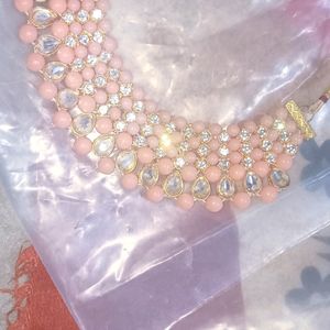 Pink Bridal Necklace With tikka