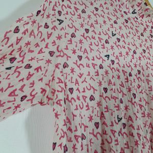 Pink Printed Mesh Top(women's)