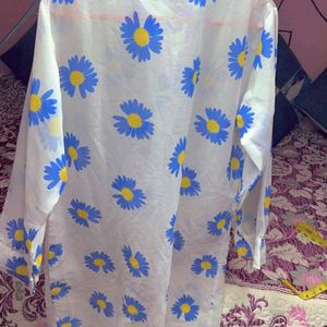 Transparent Blue 💙 Printed Flower Shirt 👕 Ko