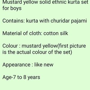 Like New Mustard Yellow Kurta Set For Boys