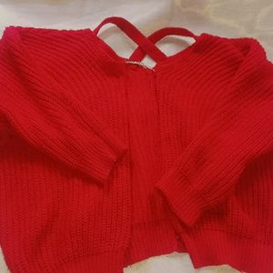 Stylish Red Corchet SHRUG