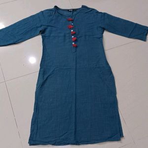 Cotton Long Kurti with Tassel Detailing