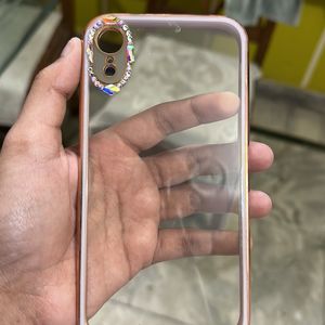 iPhone XR Clear Glass Cover With Stones And Purple Sides