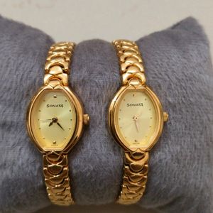 Sonata Quartz Analog Golden Watch