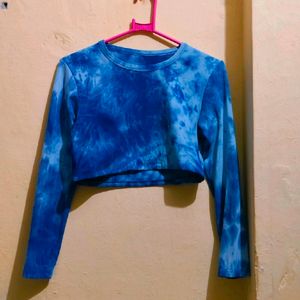 Blue Fitted Crop Top