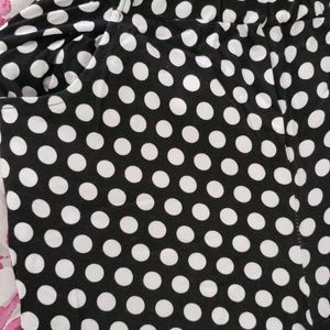 Polka Dot Print Pajama For Women, Black, 32