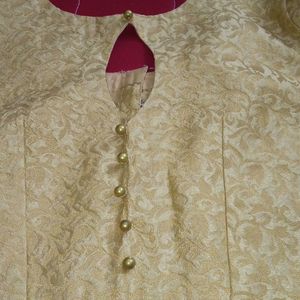 Gold Silk Blouse With Neck Buttons