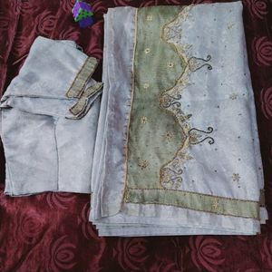 Pure Soft Organza Saree With Blause,cotton Peticot