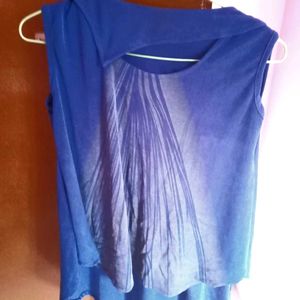 A Blue Color Net Cape Top