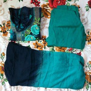 Stitched Sea Green Kurtha Set | Size 34