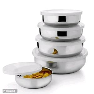 ⤵️Set Of 5 Piece Stainless Steel Box With Lid Stor