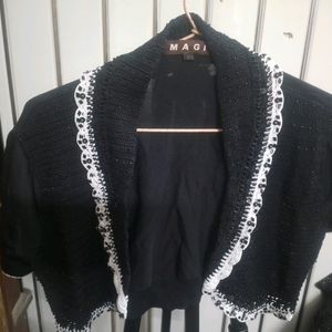 Black Crop Jacket Embroidered