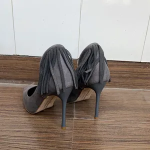 Grey Velvet 4 Inch Heels, Size 35