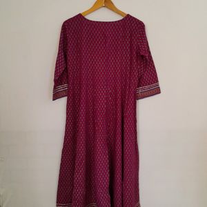 Dark Purple Printed Kurta (Women's)