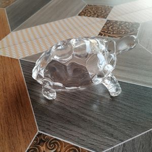 Glass Crystal Turtle Tortoise with Plate