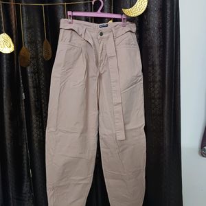 Bow Belt Light Pink Boyfriend Pants