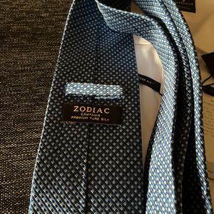 Zodiac Textured Blue Pure Silk Tie