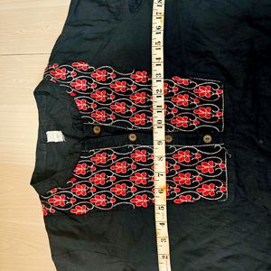 Black Red Work Kurtas