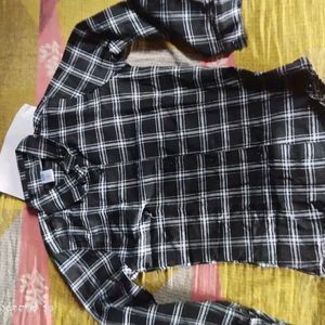 Women Checked Shirt Black And White